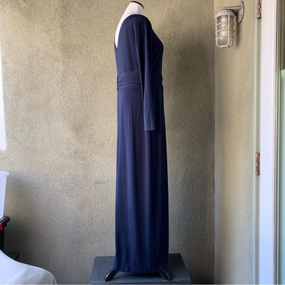“Calvin Klein” Navy Long-Sleeve Polyester Jersey Knit Maxi-Dress size 14 - Picture 5 of 12